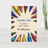 Kleurrijke kleurpotloden dank u leraar waardering kaart (Voorkant)
