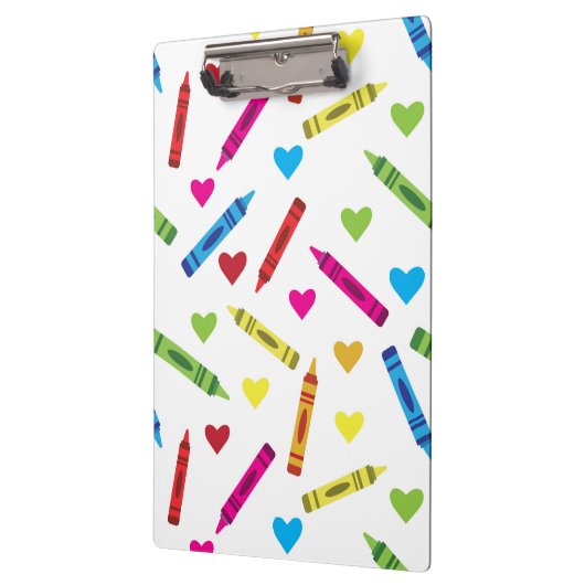 Kleurrijke kleurpotloden en harten patroon Custom Klembord (Links)