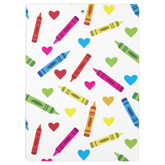 Kleurrijke kleurpotloden en harten patroon Custom Klembord (Achterkant)
