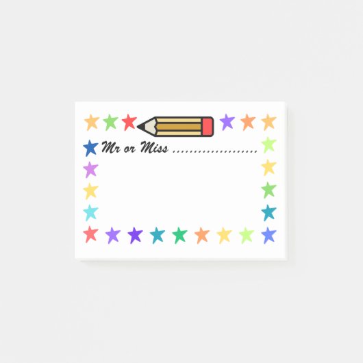 Kleurrijke kleurpotloden en sterren post-it® notes (Voorkant)