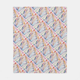 Kleurrijke kleurpotloden (lichtroze) fleece deken