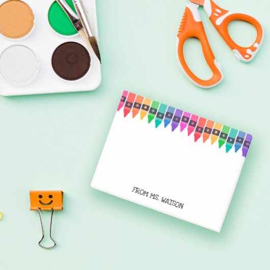 Kleurrijke kleurpotloden notitie van school leraar post-it® notes