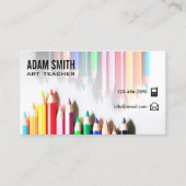 Kleurrijke Kleurpotloden School Art Teacher Visitekaartje (Voorkant)
