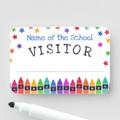 Kleurrijke kleurpotloden sterren welkom bezoeker naamplaatje (In situ)