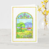 Kleurrijke kleurrijke glazen kerkaanpasbare kaart (Gele Bloem)