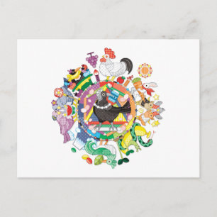 kleurrijke kleurrijke kleurschakering met zwart-wi briefkaart