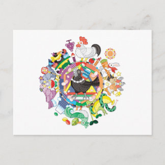 kleurrijke kleurrijke kleurschakering met zwart-wi briefkaart