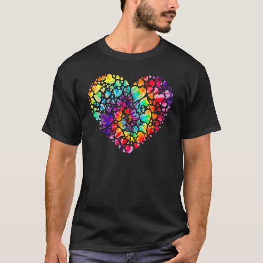 Kleurrijke kleurstof die Stropdas Heart Valentijn  T-shirt (Voorkant)