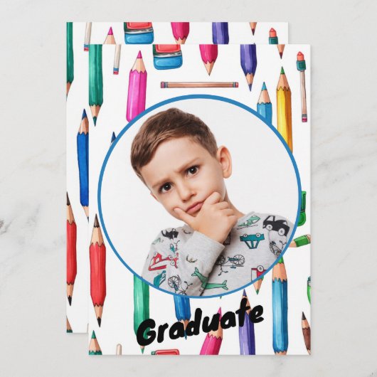 Kleurrijke Kleuterschool Afstuderen Aankondiging (Voorkant / Achterkant)