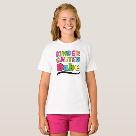 Kleurrijke Kleuterschool Babe - Eerste schooldag T-shirt (Voorkant volledig)