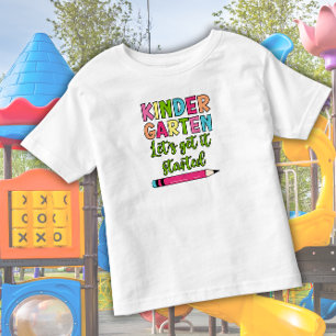 Kleurrijke kleuterschool Laten we beginnen - Eerst Kinder Shirts