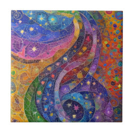 Kleurrijke Klimt Geïnspireerde Star Swirls Rainbow Tegeltje