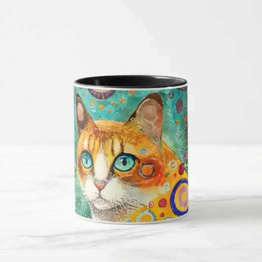 Kleurrijke Klimt Style Ginger Cat Mok (Midden)