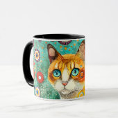 Kleurrijke Klimt Style Ginger Cat Mok (Voorkant links)