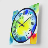 Kleurrijke klok in abstracte waterverf look (Hoek)