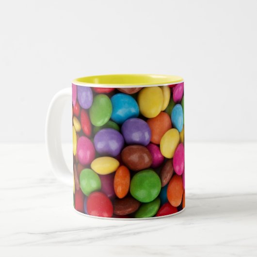 Kleurrijke knop snoep tweekleurige koffiemok (Voorkant links)