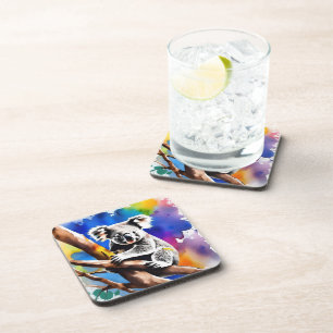 Kleurrijke Koala Beer Watercolor Splash, Bier Onderzetter