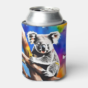 Kleurrijke Koala Beer Watercolor Splash, Blikjeskoeler