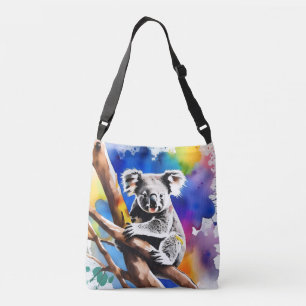 Kleurrijke Koala Beer Watercolor Splash, Crossbody Tas