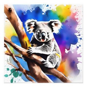 Kleurrijke Koala Beer Watercolor Splash, Foto Afdruk
