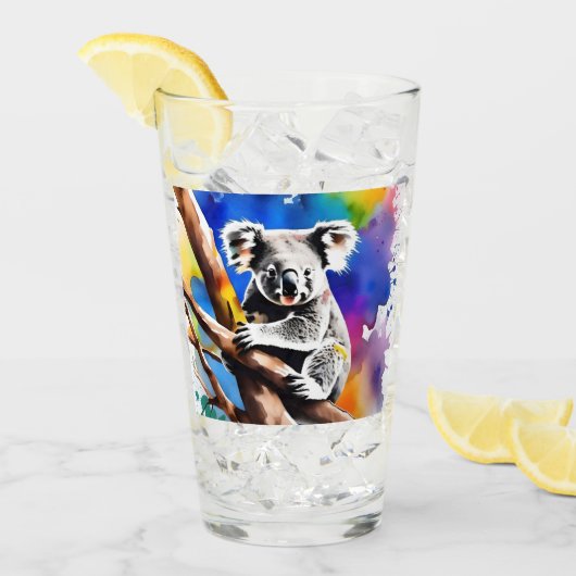 Kleurrijke Koala Beer Watercolor Splash, Glas (Voorkant ijs)