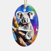 Kleurrijke Koala Beer Watercolor Splash, Keramisch Ornament (Links)