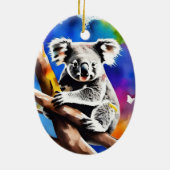 Kleurrijke Koala Beer Watercolor Splash, Keramisch Ornament (Achterkant)