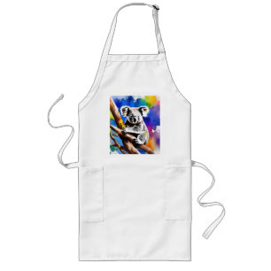 Kleurrijke Koala Beer Watercolor Splash, Lang Schort