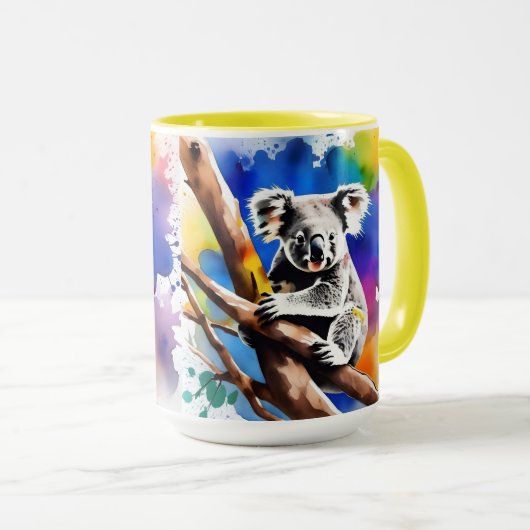 Kleurrijke Koala Beer Watercolor Splash, Mok (Voorkant rechts)