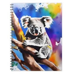 Kleurrijke Koala Beer Watercolor Splash, Notitieboek