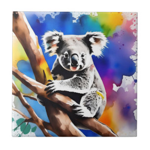 Kleurrijke Koala Beer Watercolor Splash, Tegeltje