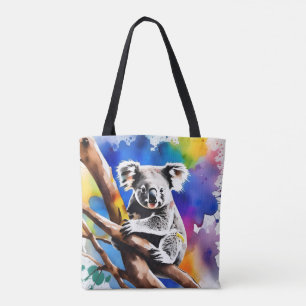 Kleurrijke Koala Beer Watercolor Splash, Tote Bag