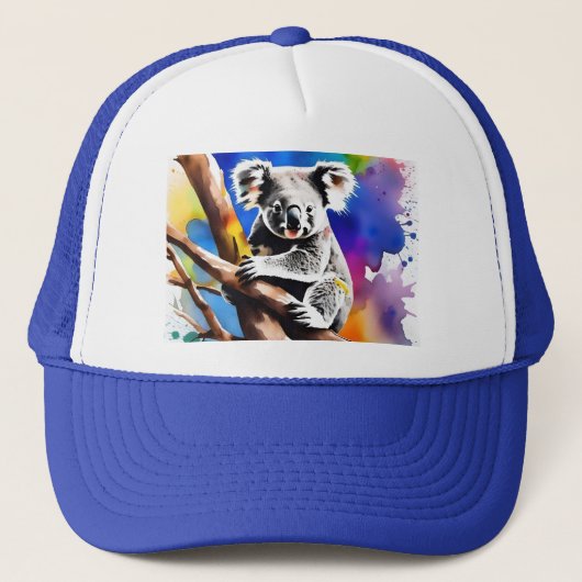 Kleurrijke Koala Beer Watercolor Splash, Trucker Pet (Voorkant)