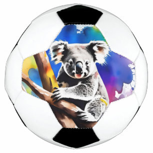 Kleurrijke Koala Beer Watercolor Splash, Voetbal