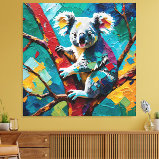 Kleurrijke Koala in Abstracte Natuur Canvas Afdruk