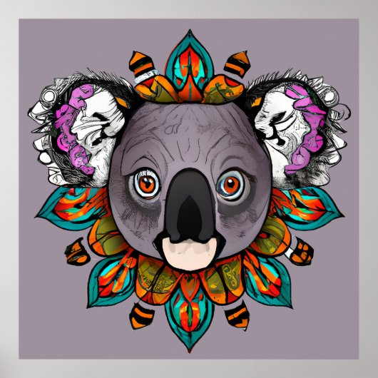 Kleurrijke Koala Mandala Uniek & Interessant Poster (Voorkant)