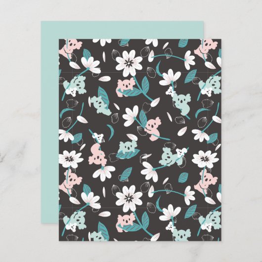 Kleurrijke Koala Patroon Leuke Dier en Bloemen (Voorkant / Achterkant)