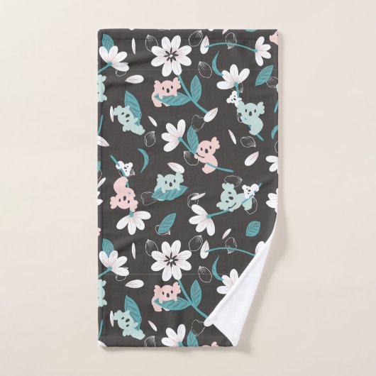 Kleurrijke Koala Patroon Leuke Dier en Bloemen Bad Handdoek (Handdoek)