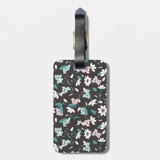 Kleurrijke Koala Patroon Leuke Dier en Bloemen Bagagelabel (Achterkant verticaal)