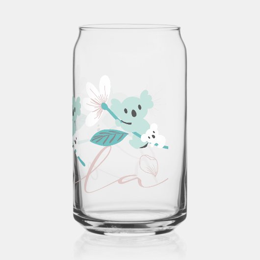 Kleurrijke Koala Patroon Leuke Dier en Bloemen Blikvorm Glas (Achterkant)