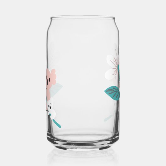 Kleurrijke Koala Patroon Leuke Dier en Bloemen Blikvorm Glas (Links)