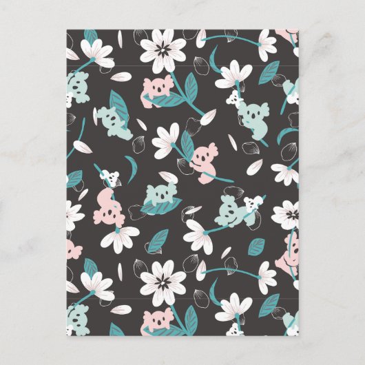 Kleurrijke Koala Patroon Leuke Dier en Bloemen Briefkaart (Voorkant)
