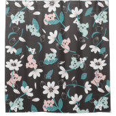 Kleurrijke Koala Patroon Leuke Dier en Bloemen Douchegordijn (Voorkant)