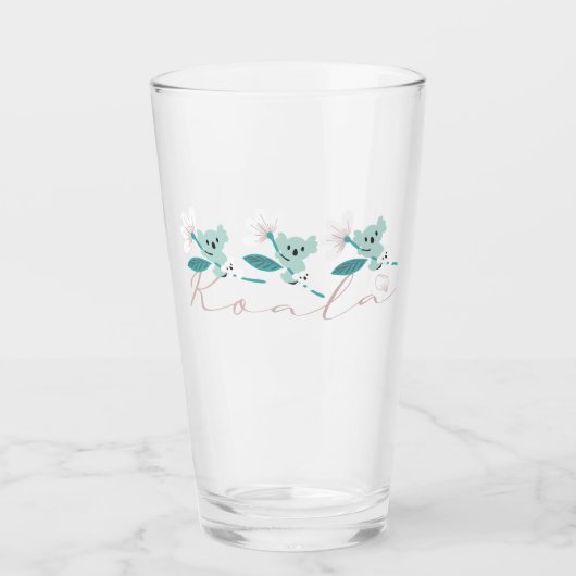 Kleurrijke Koala Patroon Leuke Dier en Bloemen Glas (Voorkant)