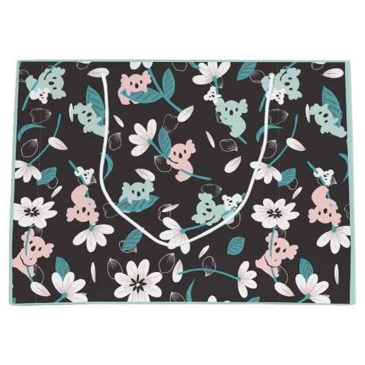 Kleurrijke Koala Patroon Leuke Dier en Bloemen Groot Cadeauzakje (Voorkant)