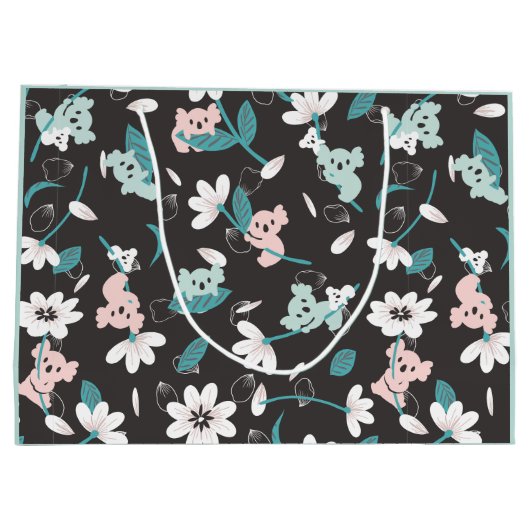Kleurrijke Koala Patroon Leuke Dier en Bloemen Groot Cadeauzakje (Achterkant)