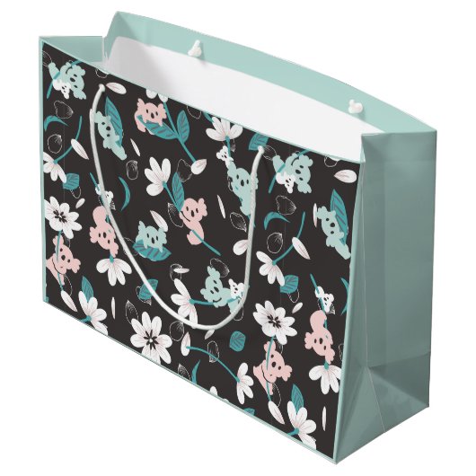 Kleurrijke Koala Patroon Leuke Dier en Bloemen Groot Cadeauzakje (Achterkant Gekanteld)