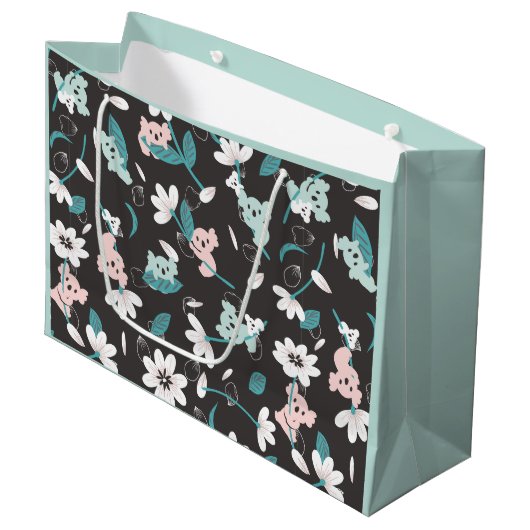 Kleurrijke Koala Patroon Leuke Dier en Bloemen Groot Cadeauzakje (Voorkant Gekanteld)