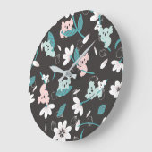 Kleurrijke Koala Patroon Leuke Dier en Bloemen Grote Klok (Hoek)