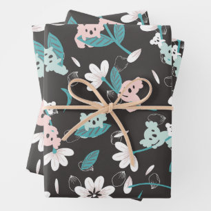 Kleurrijke Koala Patroon Leuke Dier en Bloemen Inpakpapier Vel